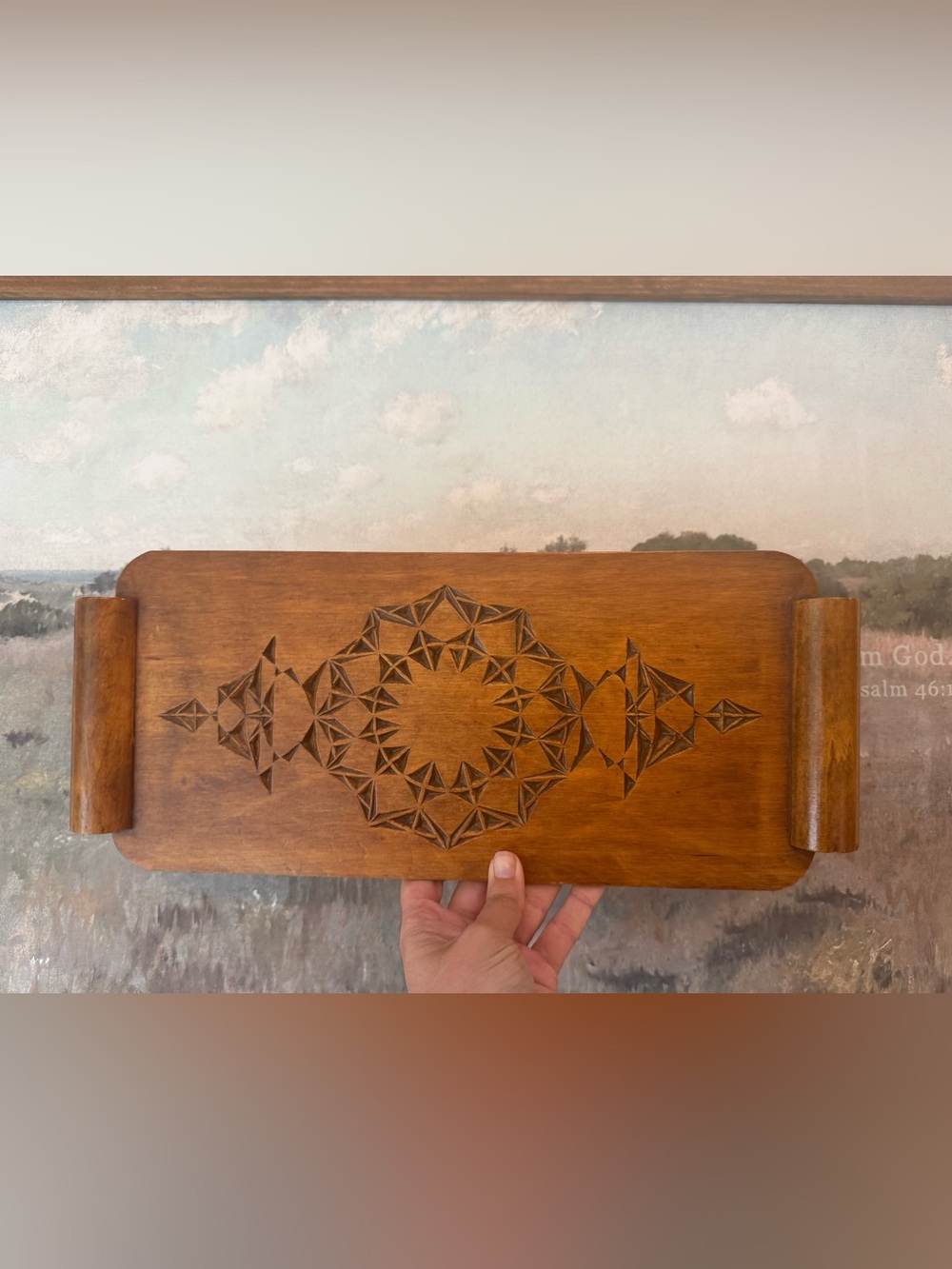 Wooden Carved Serving Tray - Brown